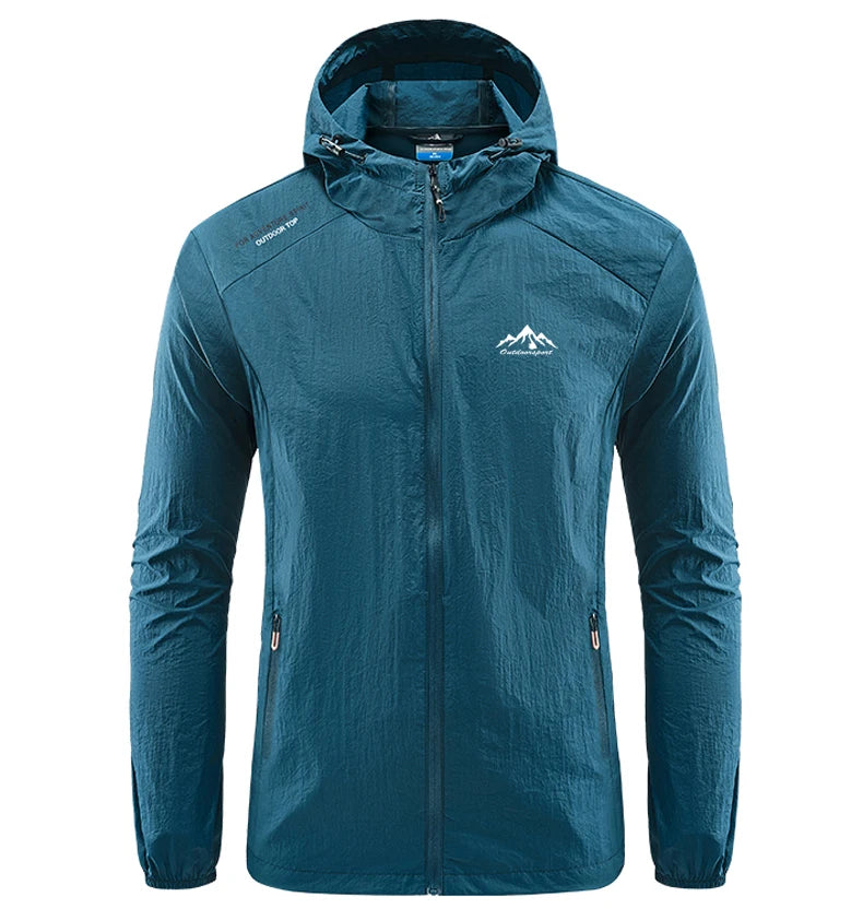 Summer Men Hiking Fishing Cycling Hooded Gym Sport Windbreaker Ultra Light Coat Men Outdoor Quick Dry Sun-Protective Thin Jacket