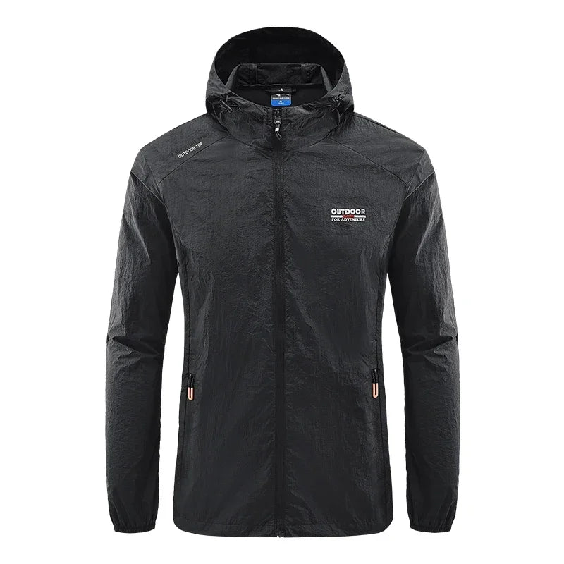 Summer Men Hiking Fishing Cycling Hooded Gym Sport Windbreaker Ultra Light Coat Men Outdoor Quick Dry Sun-Protective Thin Jacket