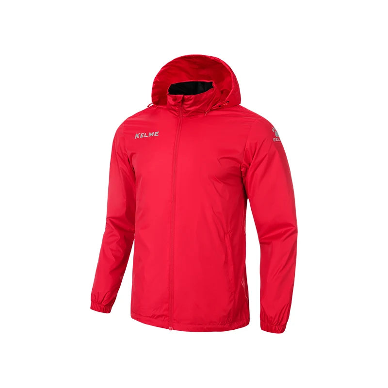 KELME Men's Windbreaker Running Jacket Soccer Kid Hooded Windproof Coat Training Waterproof Jacket Quick Dry 3801241