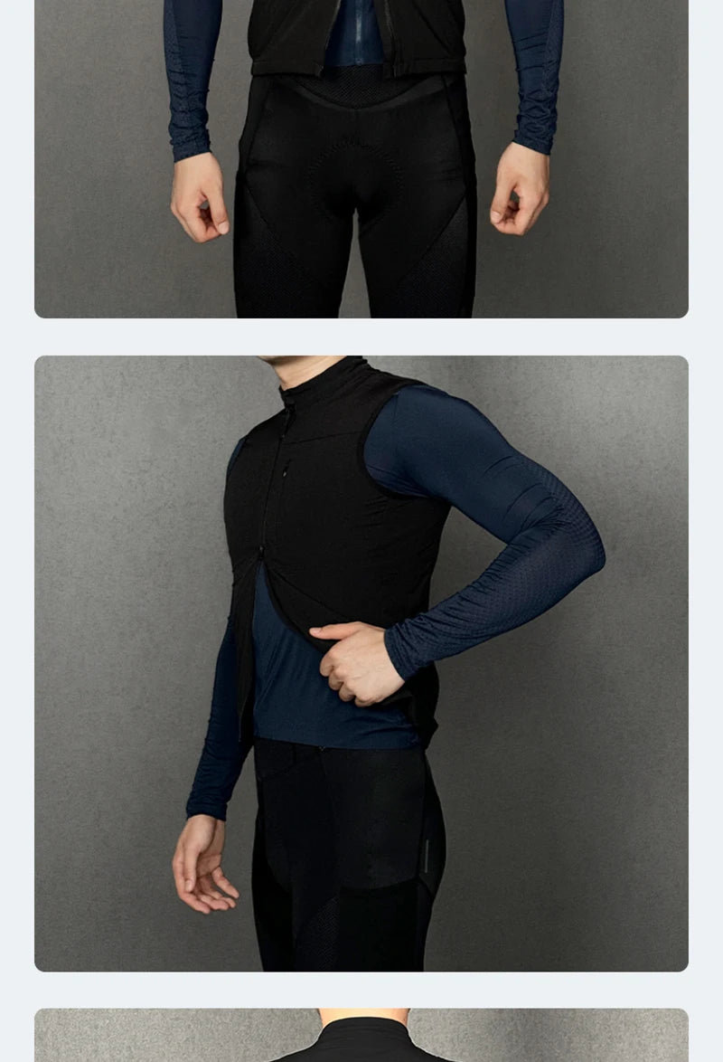 YKYWBIKE Men Cycling Gelit Thermal Fleece Bicycle Windbreaker Sleeveless Bike Vest Windproof Waterproof Cycling Windshield