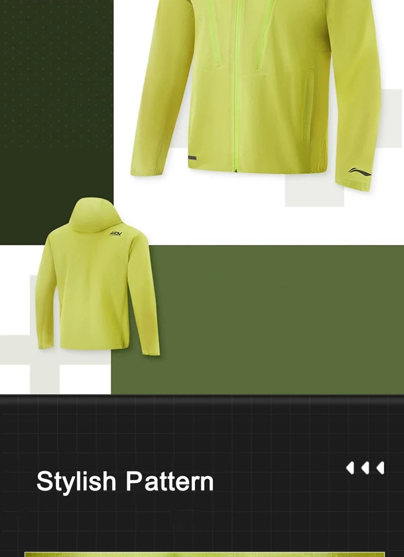 Li-Ning Men Women Professional Running Hooded Jacket Water Resistant Outdoor Mountain Wear LiNing Trail Run Windbreaker ACFV027