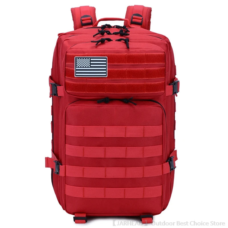 45L Tactical Backpack Outdoor Traveling Bag Fitness MOLLE Backpack School Pack GYM EDC Hiking Rucksack Witch Bottle Holder