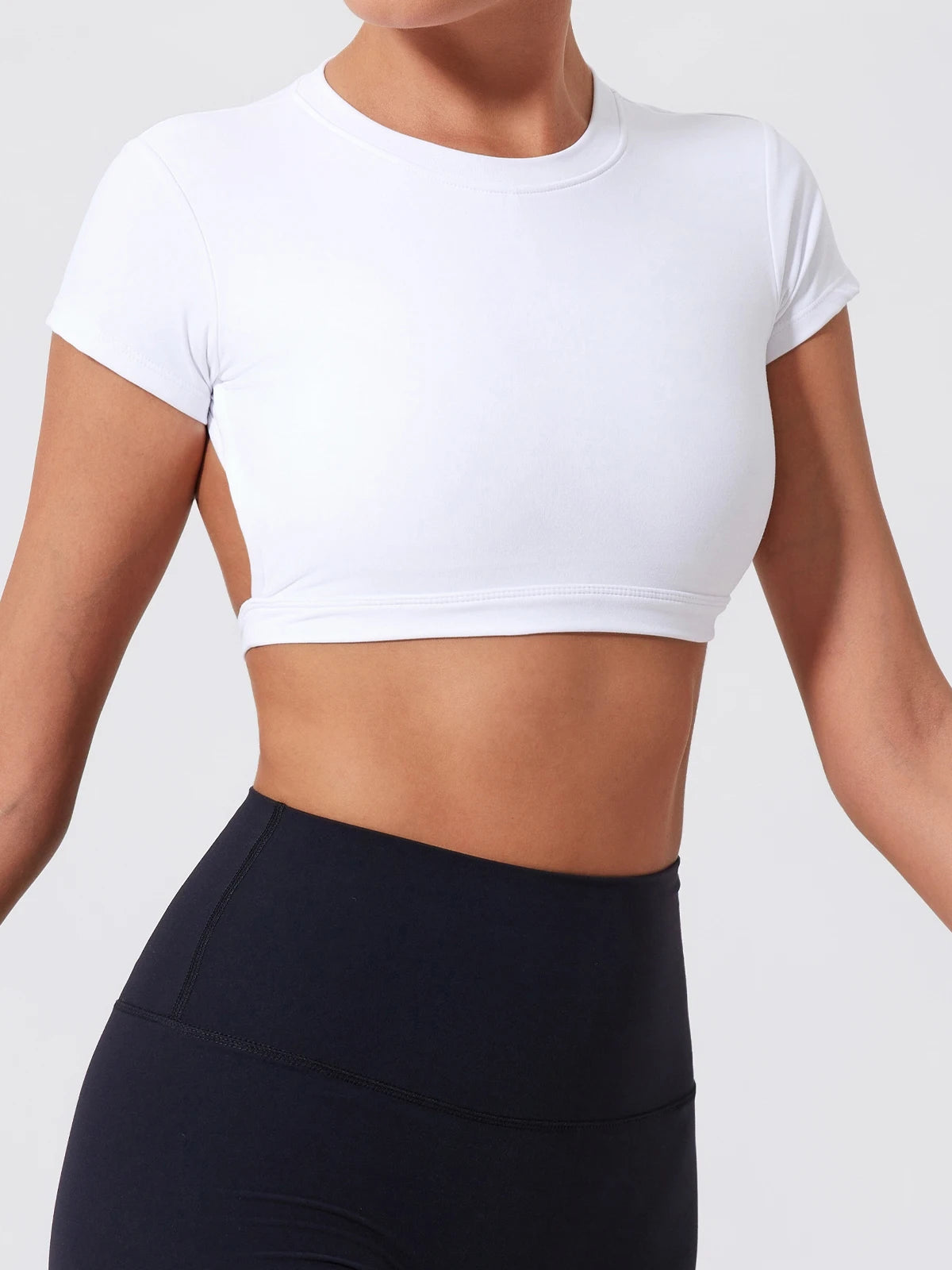 Hearuisavy Sports Shirts Workout Tops Fitness Activewear Female Quick-Dry Yoga Clothes Sport Crop Tops Backless Gym Top Women