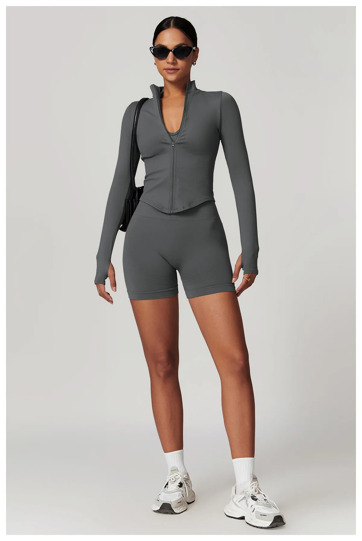 Zipper Jacket Women Crop Tops Yoga T-shirts Solid Sports Top Long Sleeve Running Shirts Sexy Quick Dry Fitness Gym Sport Wear