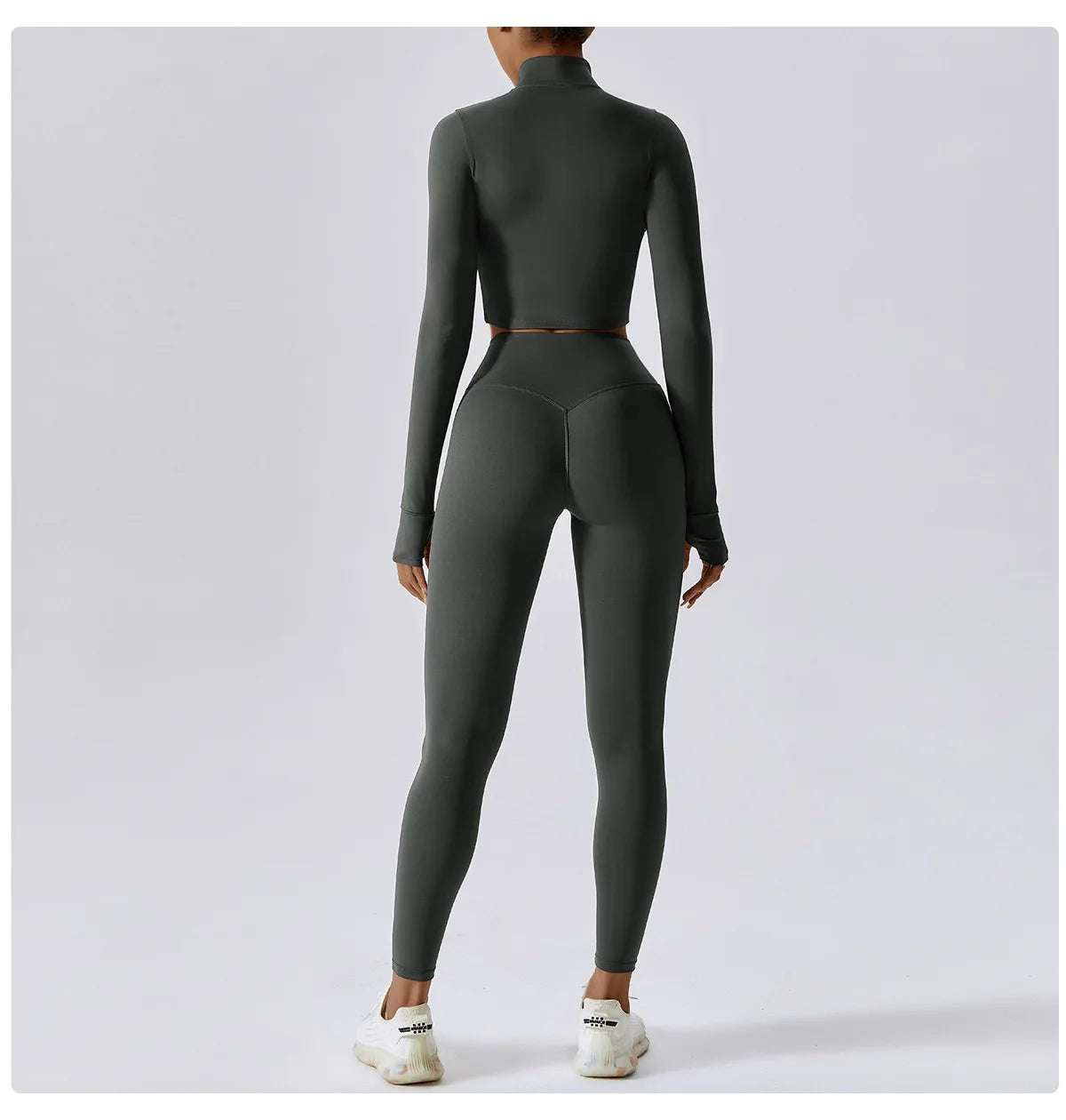 Women Zip Yoga Jacket Outdoor Running Sports Jacket Gym Push Up Fitness Long Sleeved Jacket Quick Drying Thumb Button Yoga Top