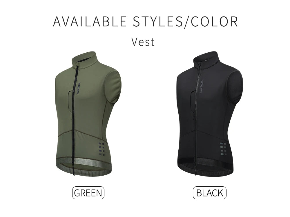 WOSAWE Thermal Winter Cycling Vest Windproof Bike Jacket Sleeveless Windbreaker Back Pockets for Men and Women