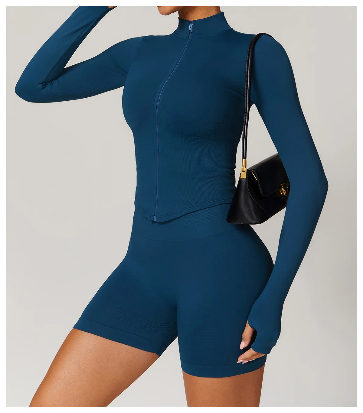 Zipper Jacket Women Crop Tops Yoga T-shirts Solid Sports Top Long Sleeve Running Shirts Sexy Quick Dry Fitness Gym Sport Wear