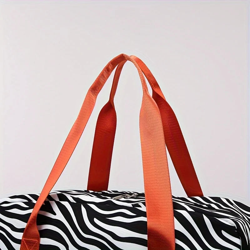 Spacious & Durable Women's Carry-On Travel Bag with Animal Print Nylon Large Capacity Sports Gym Bag Weekend Overnight Bag