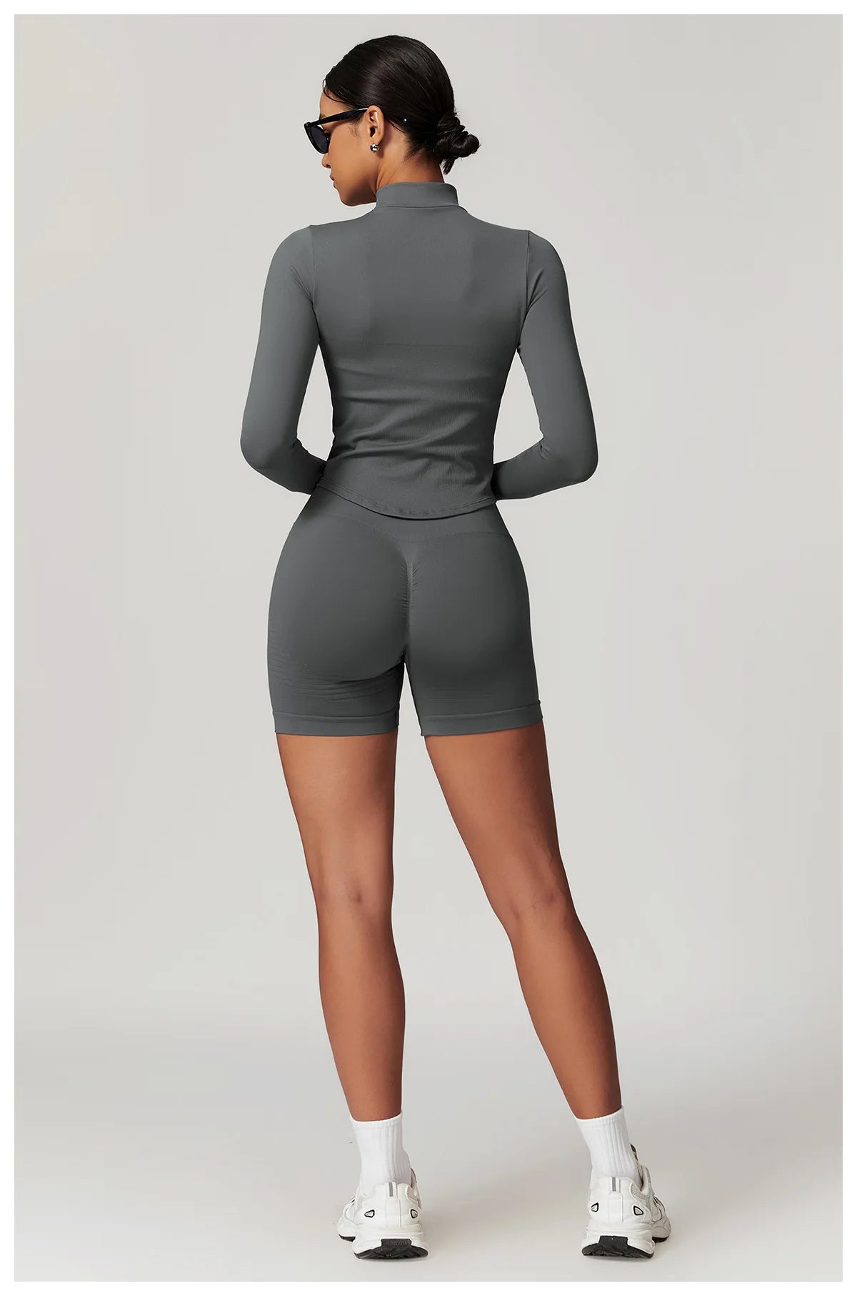 Zipper Jacket Women Crop Tops Yoga T-shirts Solid Sports Top Long Sleeve Running Shirts Sexy Quick Dry Fitness Gym Sport Wear
