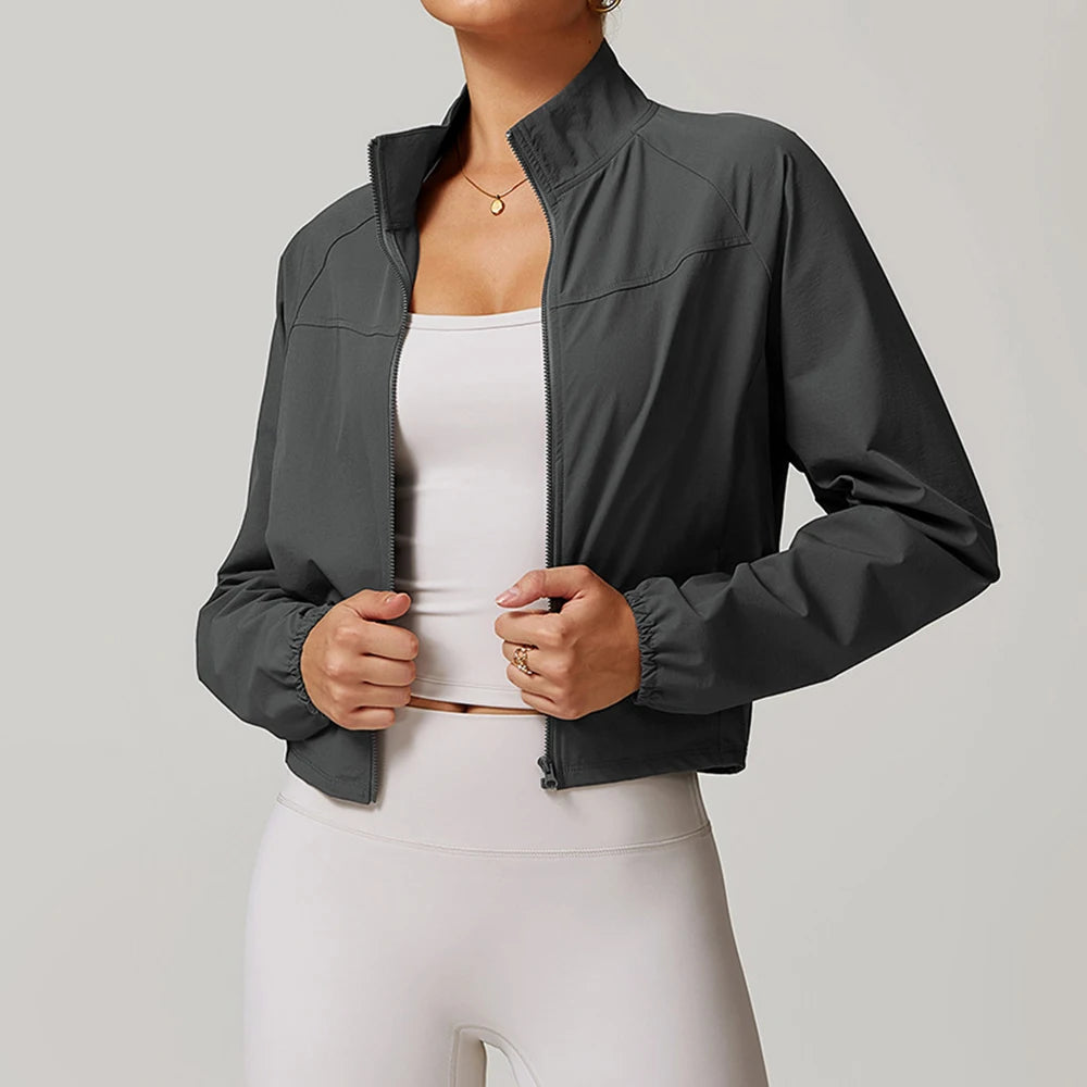 Women's Jacket Long Sleeved Outdoor Fitness Coat Yoga Crop Tops Gym Clothes Sports Tops Jacket Yoga Shirt Workout Sweatshirts