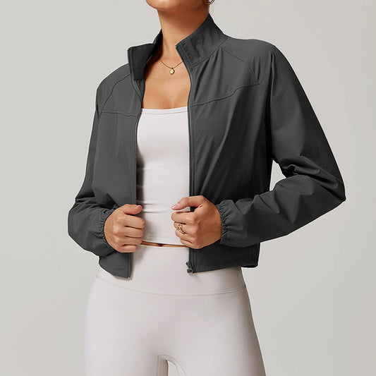 Women's Jacket Long Sleeved Outdoor Fitness Coat Yoga Crop Tops Gym Clothes Sports Tops Jacket Yoga Shirt Workout Sweatshirts