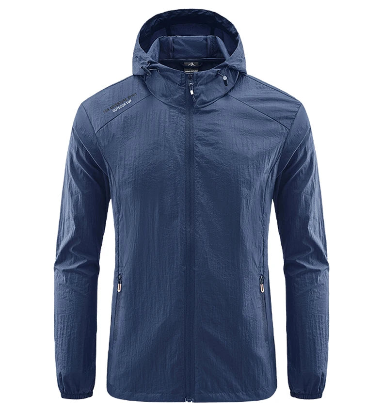 Summer Men Hiking Fishing Cycling Hooded Gym Sport Windbreaker Ultra Light Coat Men Outdoor Quick Dry Sun-Protective Thin Jacket
