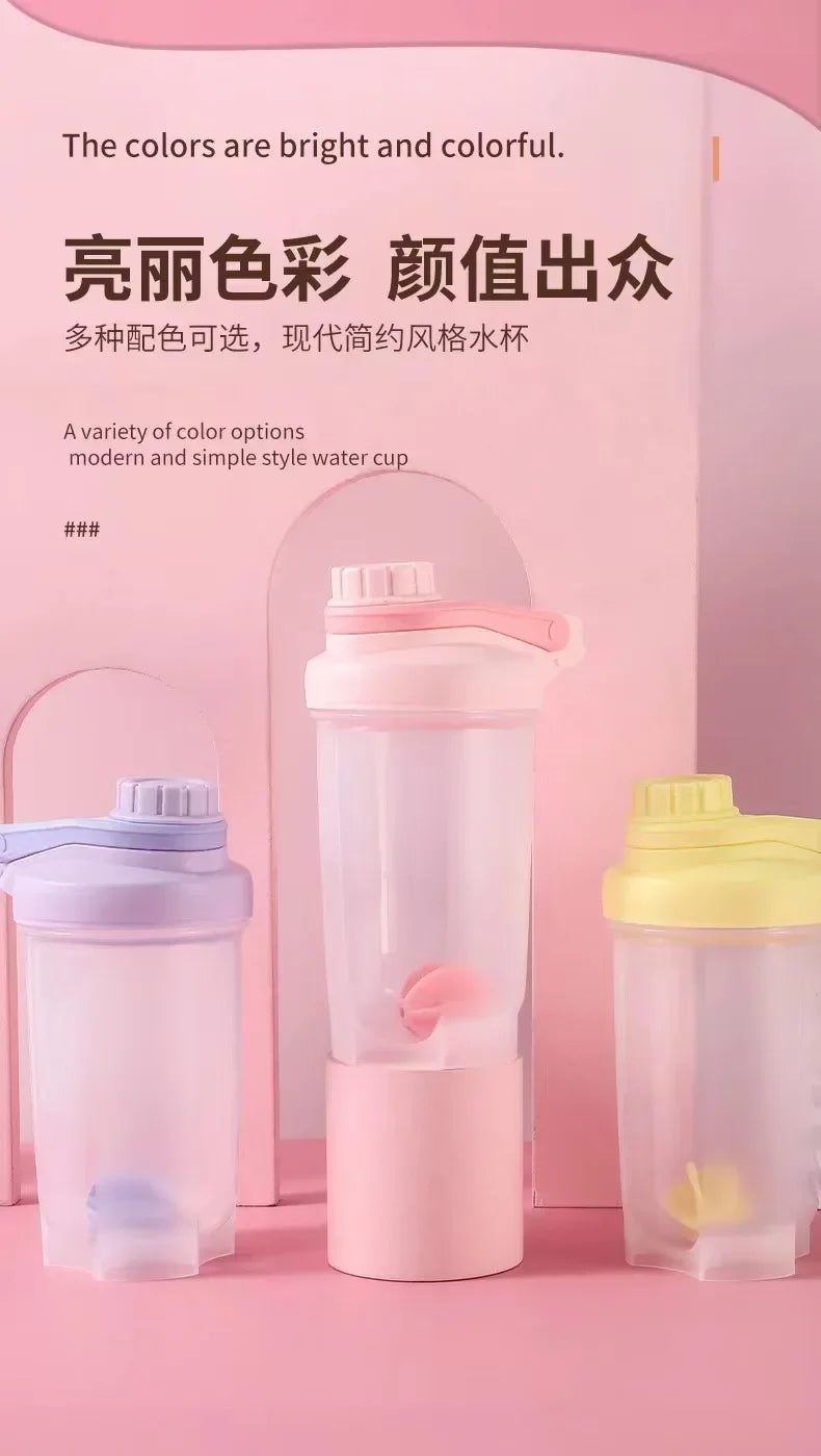 1PC Korean Style Leakproof Portable Shaker Bottle for Protein Milkshake Mixing Sports Water Cup Gym Fitness Gear Accessories