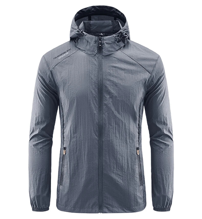Summer Men Hiking Fishing Cycling Hooded Gym Sport Windbreaker Ultra Light Coat Men Outdoor Quick Dry Sun-Protective Thin Jacket