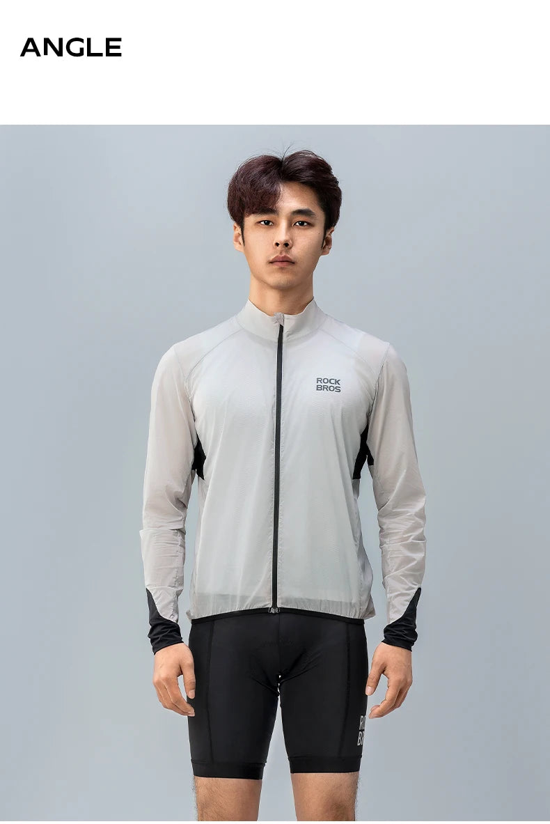 ROCKBROS Lightweight Cycling Jackets Windproof Bike Windbreaker Reflective Breathable Running Jacket Men's Coat With YKK Zipper