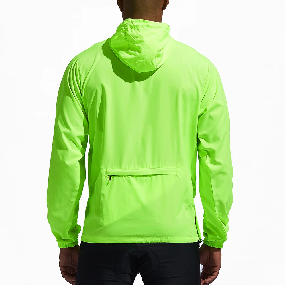 WOSAWE Cycling Windproof Jacket Lightweight Men Breathable Reflective Hooded Bike Jacket Half Zipper Outdoor Sport Windbreaker