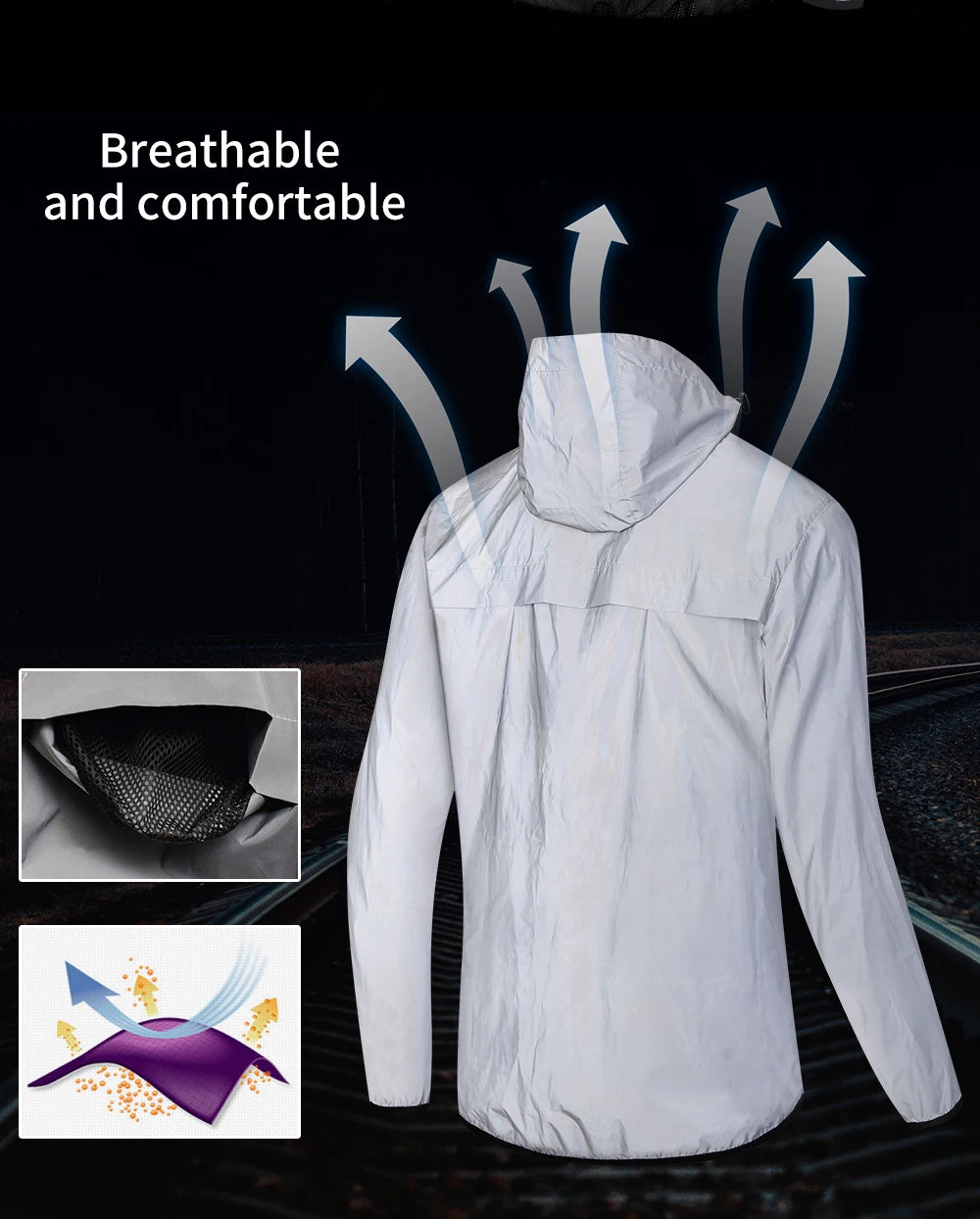 WOSAWE Autumn Winter Men Reflective Jacket Reflect Motorcycle Jacket Men /Women Waterproof Windbreaker Hoodies