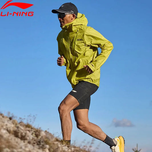 Li-Ning Men Women Professional Running Hooded Jacket Water Resistant Outdoor Mountain Wear LiNing Trail Run Windbreaker ACFV027