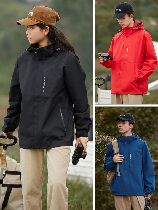 Spring Autumn Casual Jacket Men/Women Outdoor Waterproof and Windproof Hooded Windbreaker Coats