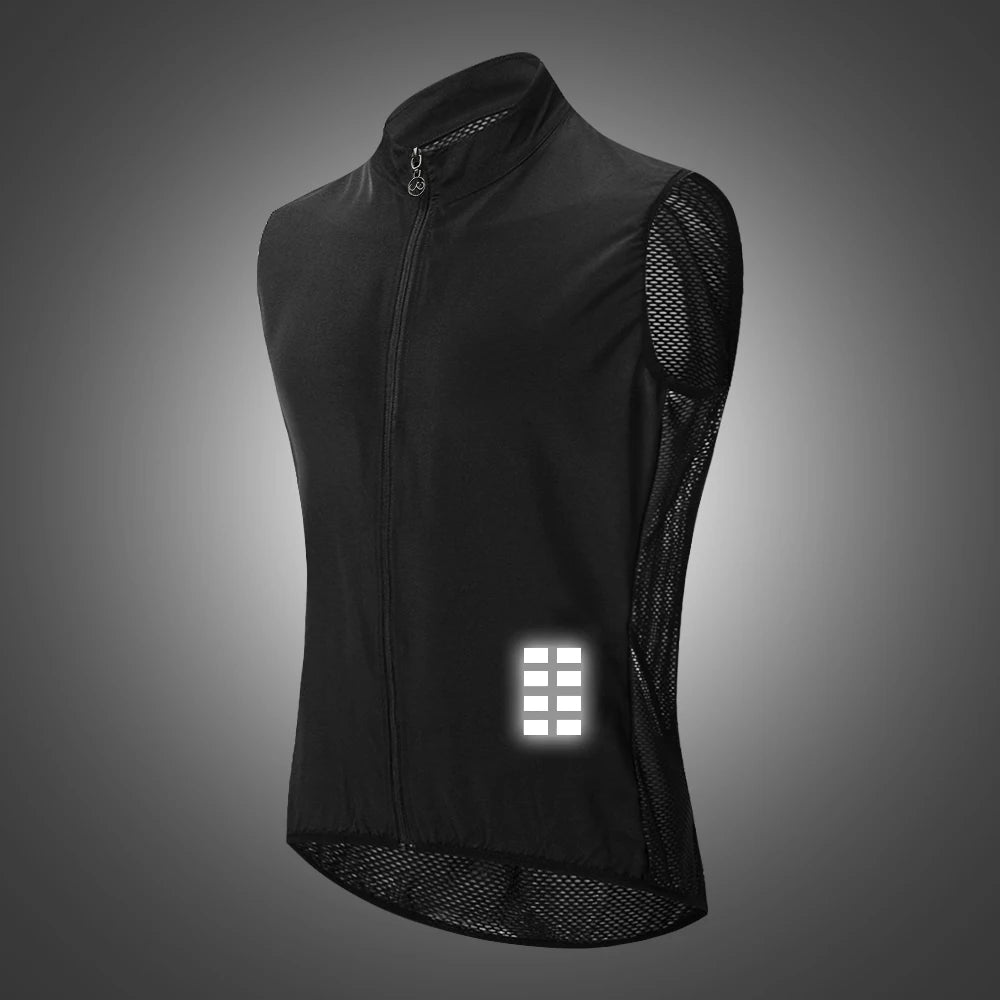 WOSAWE Lightweight Cycling Vest Men Women Reflective Windproof MTB Bike Windbreaker Mesh Back Running Gilet Wind Vest Jacket