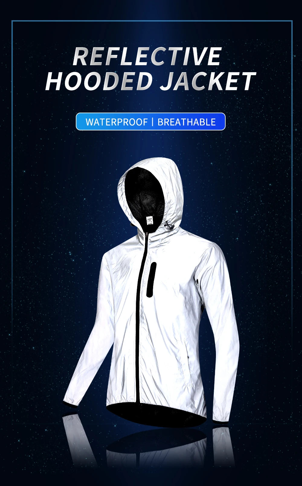 WOSAWE Autumn Winter Men Reflective Jacket Reflect Motorcycle Jacket Men /Women Waterproof Windbreaker Hoodies