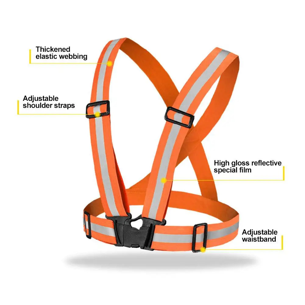 Reflective Safety Vests Lightweight Adjustable Elastic Vest Jacket Hi Vis Reflective Strips for Traffic Control Running Cycling