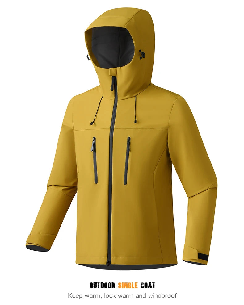 EUMERGX Unisex Waterproof Windbreaker Jacket - Single-Layer Raincoat for Hiking, Camping - Certified Moderate Rain Protection