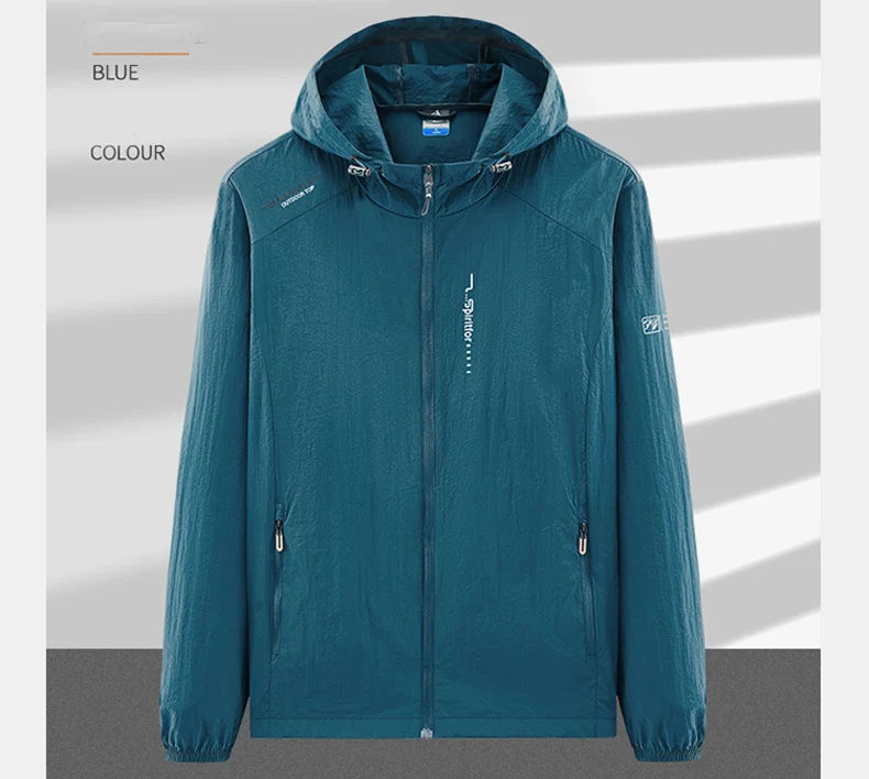 Summer Outdoor Quick Dry Sun-Protective Thin Jacket Men Hiking Fishing Cycling Hooded Gym Sport Windbreaker Ultra Light Coats