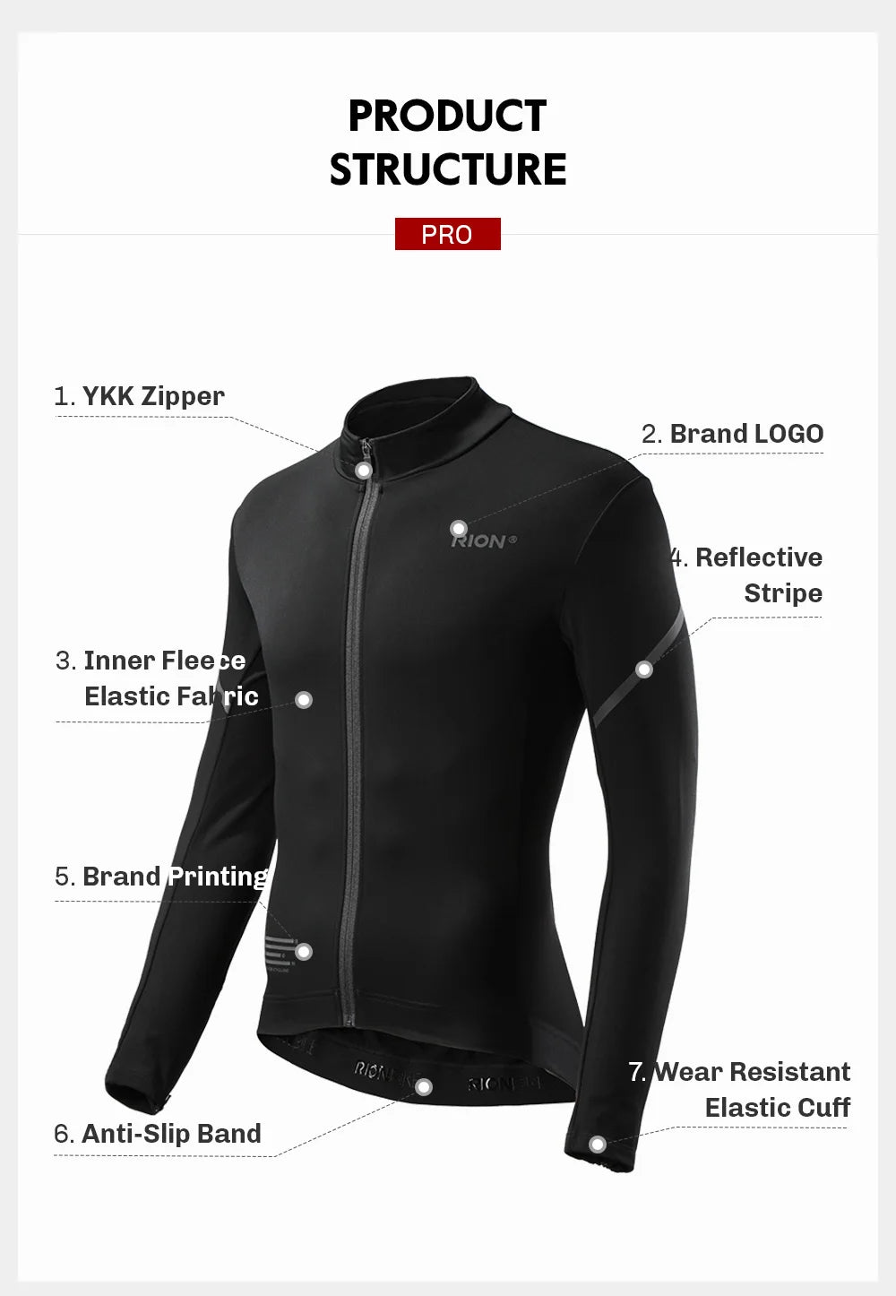 RION Winter Man Cycling Jersey MTB Jerseys Road Bike Shirts  Bicycle Clothing Long Sleeve Motorcross T-Shirt Windbreaker Fleece