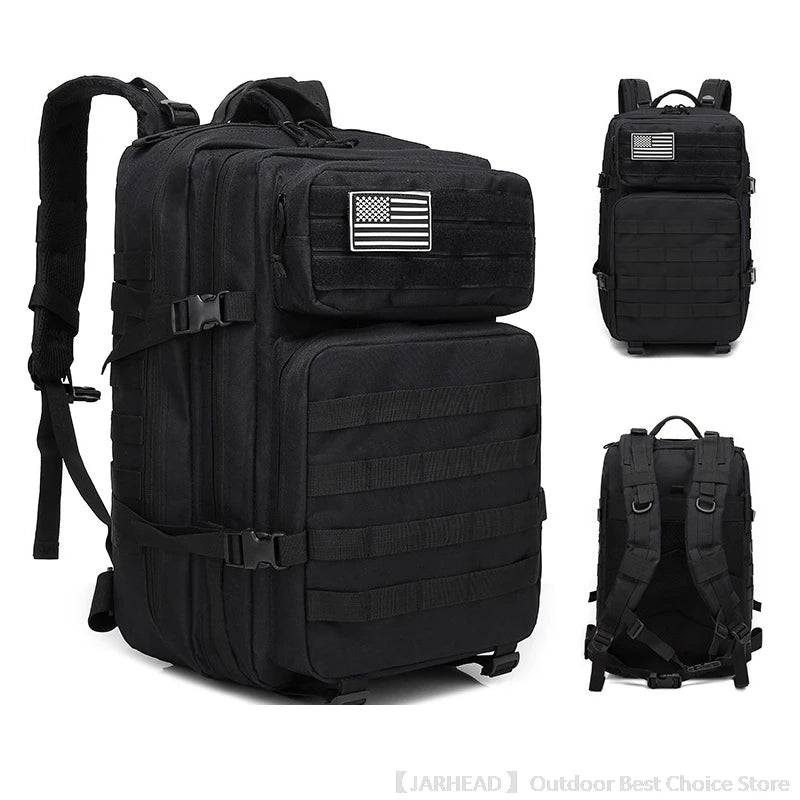 45L Tactical Backpack Outdoor Traveling Bag Fitness MOLLE Backpack School Pack GYM EDC Hiking Rucksack Witch Bottle Holder
