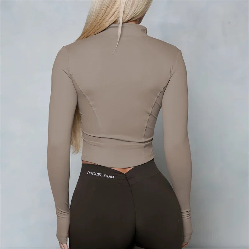 Women BUM New Sculpting Jacket Running Elasticity Yoga Jacket Slim Top Coat Women's Sports Jacket Gym Long Sleeves Women Zipper