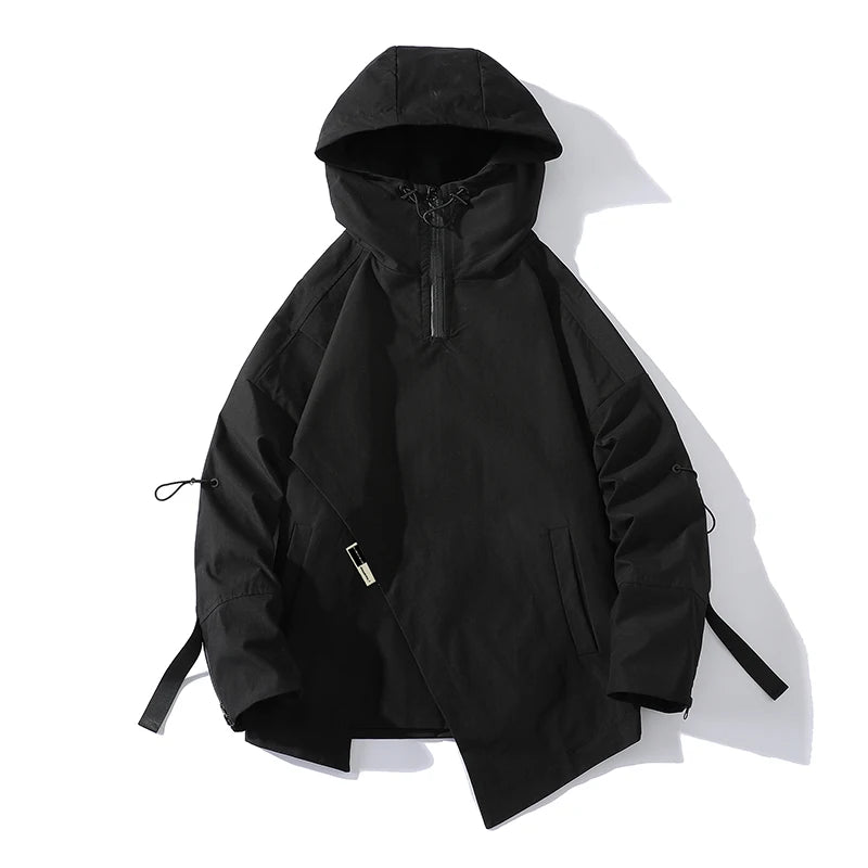 Men Windbreaker Hooded Cargo Jacket Mens Autum Winter Pocket 5XL Jacket Male Casual Streetwear Jacket Coats Gothic Hiphop