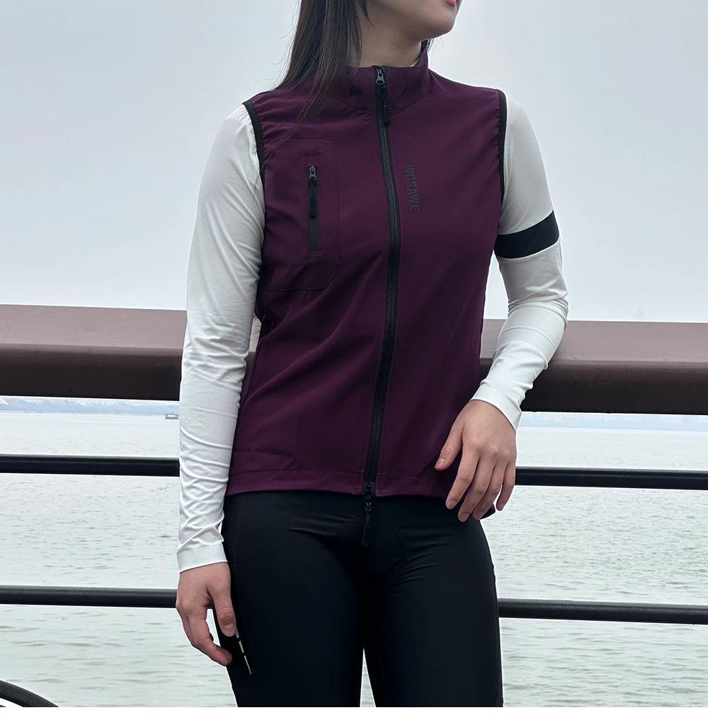 WOSAWE Cycling Jacket Women Windbreaker Vest Sleeveless Jackets Mountain Bike MTB Clothes Bicycle Jacket Windproof Ciclismo