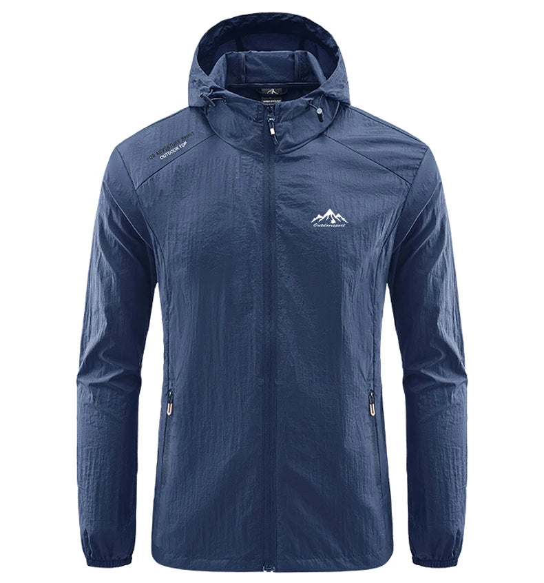 Summer Men Hiking Fishing Cycling Hooded Gym Sport Windbreaker Ultra Light Coat Men Outdoor Quick Dry Sun-Protective Thin Jacket