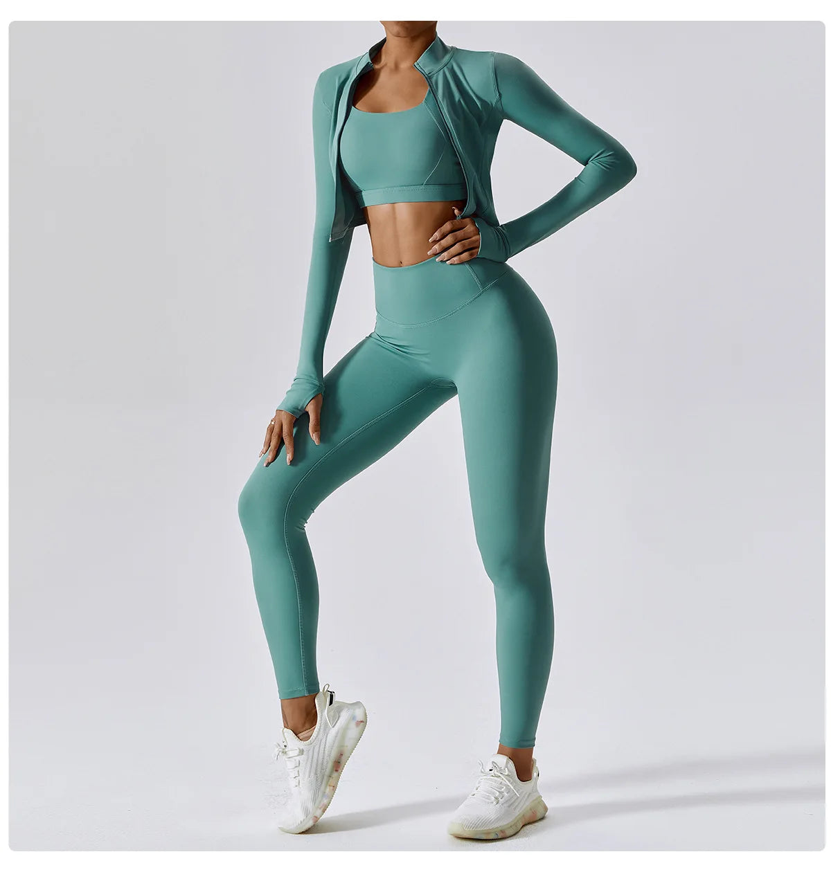 Women Zip Yoga Jacket Outdoor Running Sports Jacket Gym Push Up Fitness Long Sleeved Jacket Quick Drying Thumb Button Yoga Top