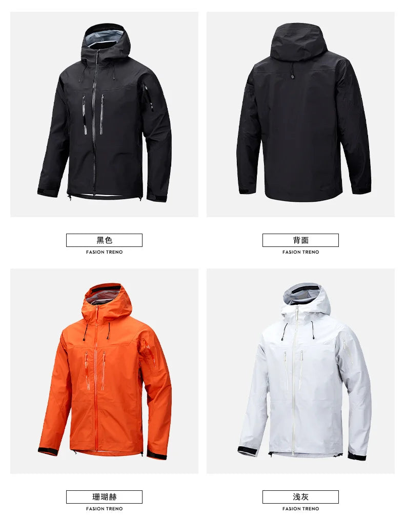 Jacket Men's Sports Casual Soft-shell Zipper Pocket Water Repellent Windbreaker New Autumn Functional Camping Hooded Raincoat
