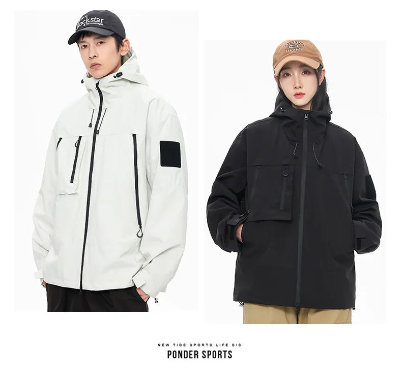 EU Size Korean Hiking Jackets Waterproof Coat Men Women Hooded Windbreaker Camping Fishing Cycling Fitness Camping Jackets
