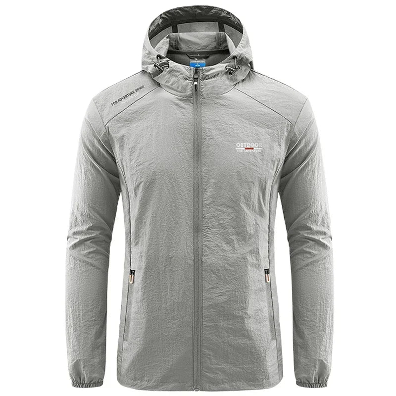 Summer Men Hiking Fishing Cycling Hooded Gym Sport Windbreaker Ultra Light Coat Men Outdoor Quick Dry Sun-Protective Thin Jacket