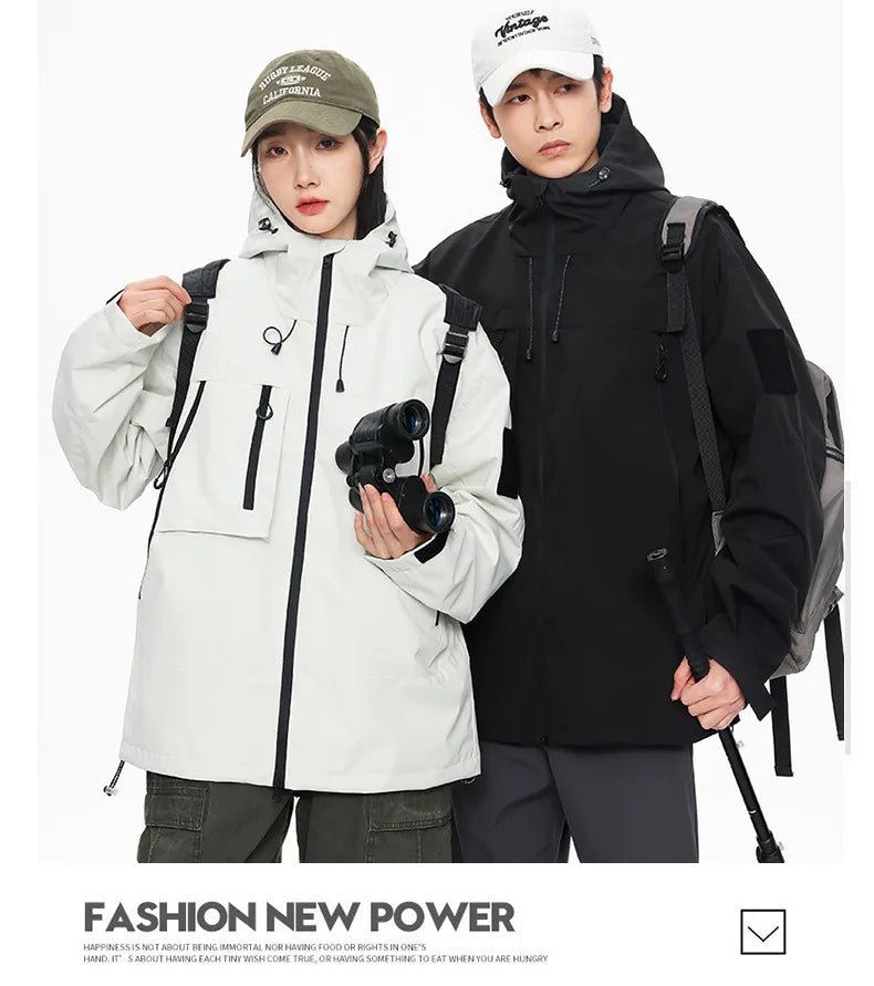 EU Size Korean Hiking Jackets Waterproof Coat Men Women Hooded Windbreaker Camping Fishing Cycling Fitness Camping Jackets