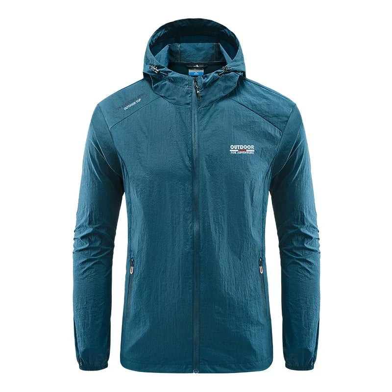 Summer Men Hiking Fishing Cycling Hooded Gym Sport Windbreaker Ultra Light Coat Men Outdoor Quick Dry Sun-Protective Thin Jacket