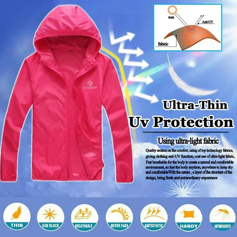 X-TIGER Skin Hiking Jacket Men Women Waterproof Quick Dry Camping Windbreaker Trekking Fishing Rain Coat Outdoor Anti UV Clothes
