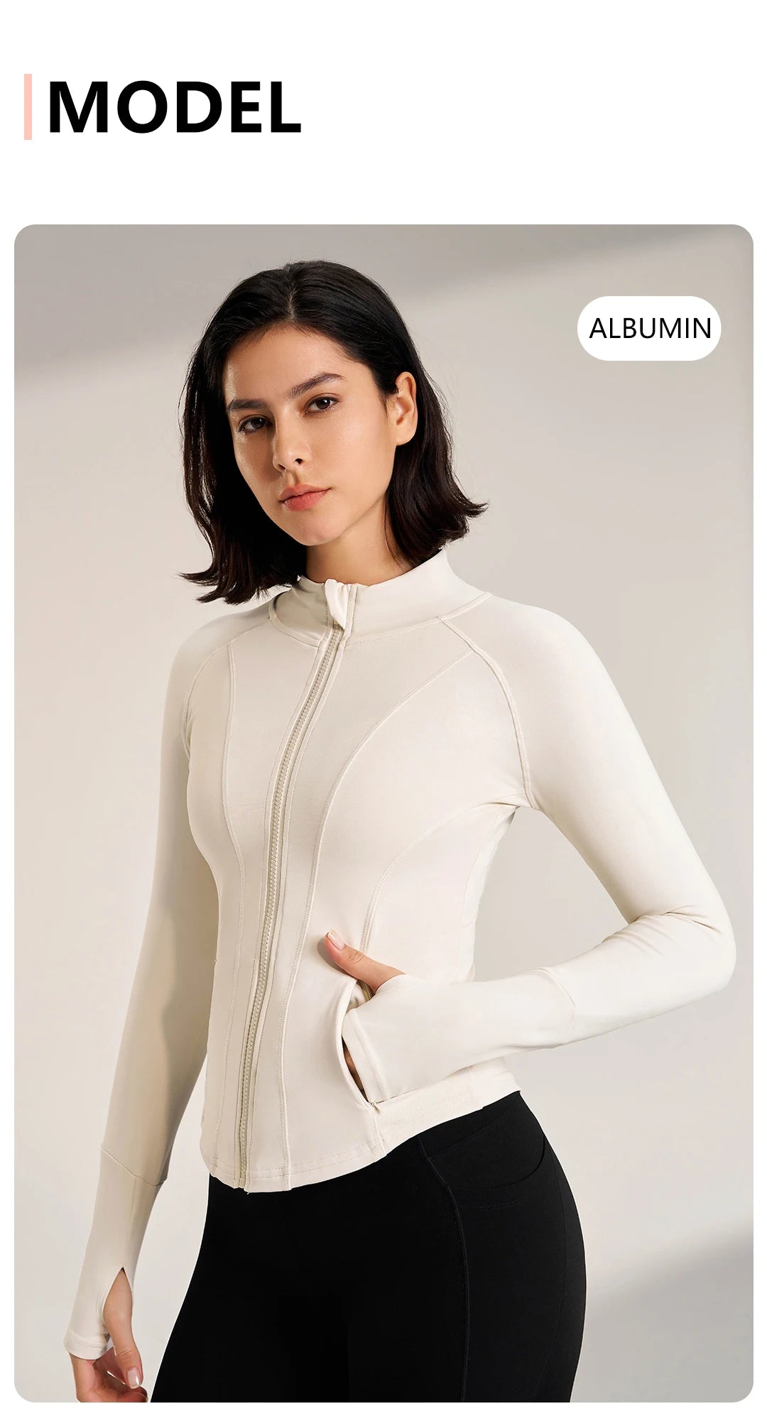 Women's Sport Jackets Zipper Slim Yoga Coat Quick Dry Running Jacket Elastic Long Sleeve Thumb Hole Gym Fitness Top