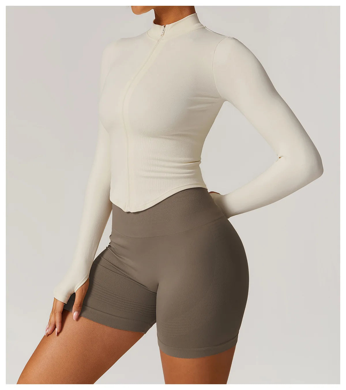 Zipper Jacket Women Crop Tops Yoga T-shirts Solid Sports Top Long Sleeve Running Shirts Sexy Quick Dry Fitness Gym Sport Wear