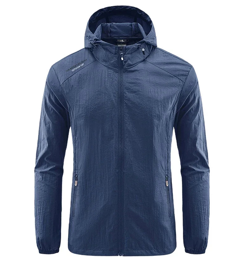 Summer Men Hiking Fishing Cycling Hooded Gym Sport Windbreaker Ultra Light Coat Men Outdoor Quick Dry Sun-Protective Thin Jacket