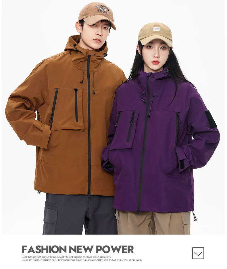 EU Size Korean Hiking Jackets Waterproof Coat Men Women Hooded Windbreaker Camping Fishing Cycling Fitness Camping Jackets