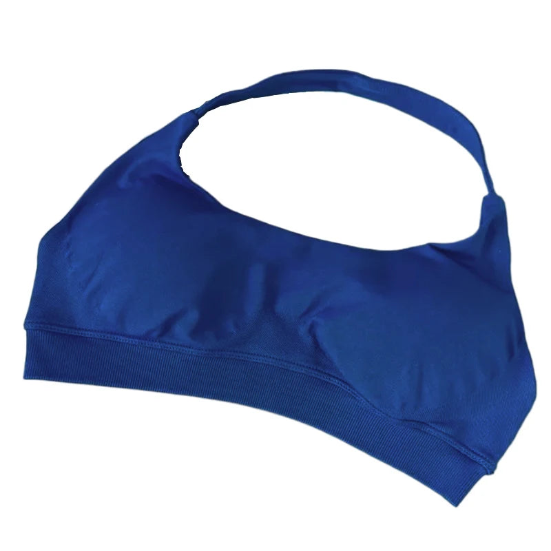 High Support Sports Bra Women Halter Seamless Yoga Bra Padded Backless Sports Bras Gym Crop Top Push Up Workout Yoga Tops Woman
