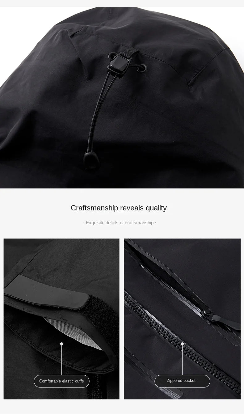 Jacket Men's Sports Casual Soft-shell Zipper Pocket Water Repellent Windbreaker New Autumn Functional Camping Hooded Raincoat