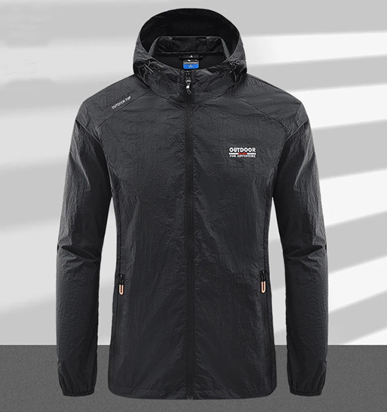 Summer Men Hiking Fishing Cycling Hooded Gym Sport Windbreaker Ultra Light Coat Men Outdoor Quick Dry Sun-Protective Thin Jacket