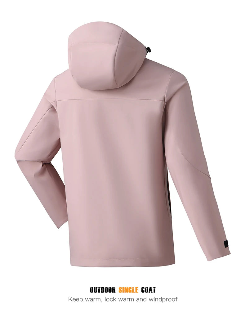 EUMERGX Unisex Waterproof Windbreaker Jacket - Single-Layer Raincoat for Hiking, Camping - Certified Moderate Rain Protection
