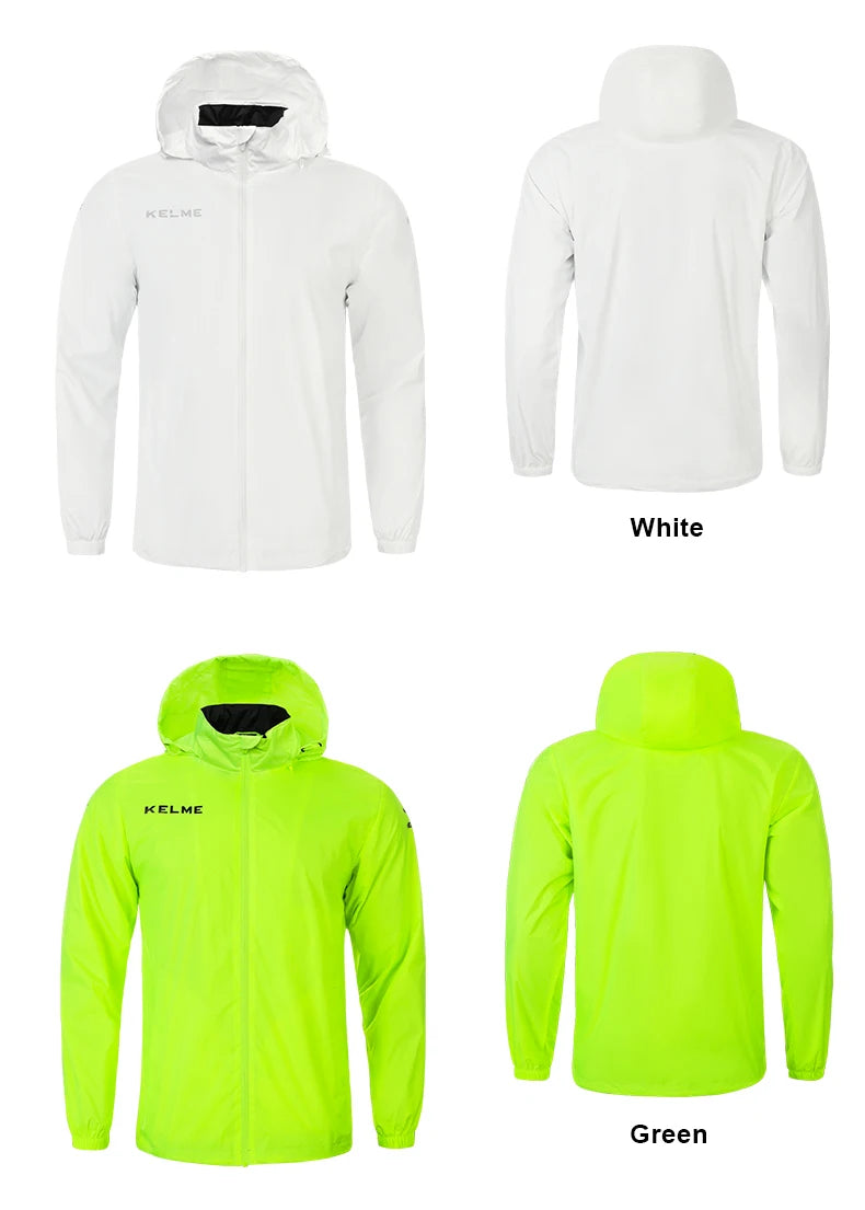 KELME Men's Windbreaker Running Jacket Soccer Kid Hooded Windproof Coat Training Waterproof Jacket Quick Dry 3801241